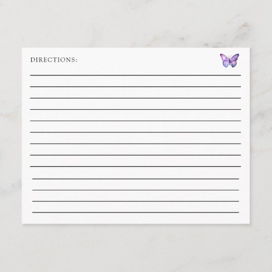 Brautparty Butterfly Rezept Karte Lila Skript (Rückseite)