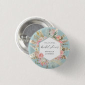 Brautparty Butto mit blühendem Böhmischer Flora Button (Vorne & Hinten)