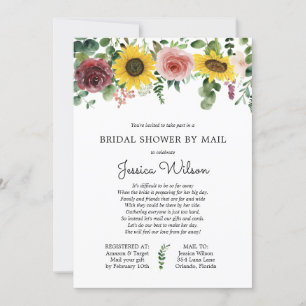 Brautparty by Mail Rose Sonnenblumen Einladung