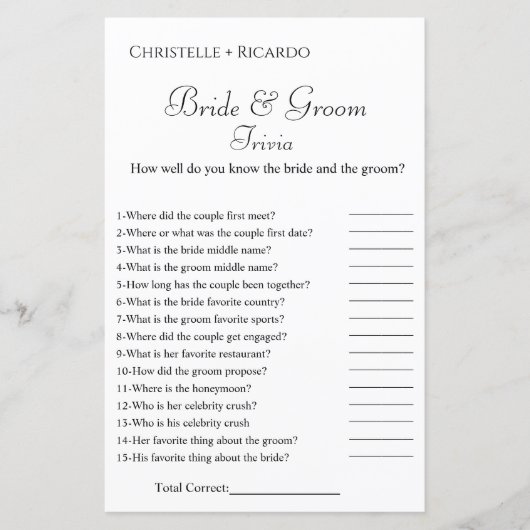 Brautparty Card für Bräune & Bräutigam (Vorderseite)