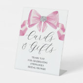 Brautparty Cards Gaben Pink Bow Glam Sockelschild (Vorderseite)