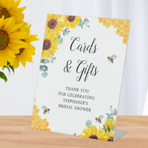 Brautparty Cards Geschenke Sonnenblume Honigwabe Sockelschild