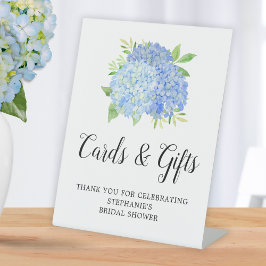Brautparty Cards Gifts Blue Hydrangea Botanical Sockelschild