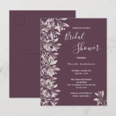 Brautparty Cassis botanische Skripteinladung Postkarte (Vorne/Hinten)