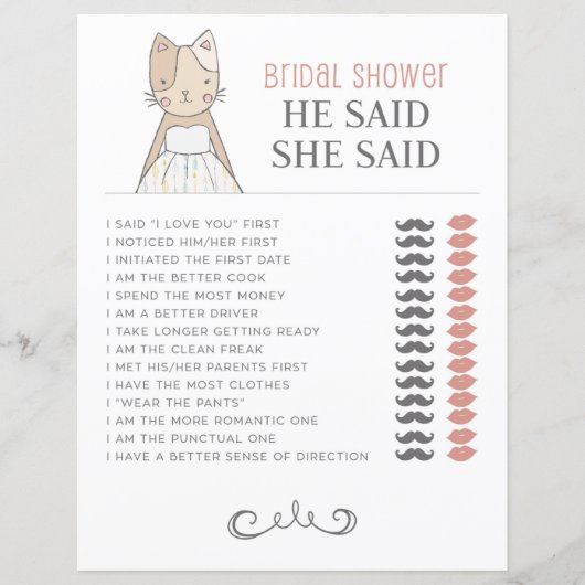 Brautparty Cat Thema sagte er sagte, sie sagte Gam (Vorderseite)