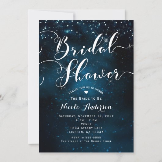 BRAUTPARTY Celestial Starry Blue Skies Wedding Einladung (Vorderseite)