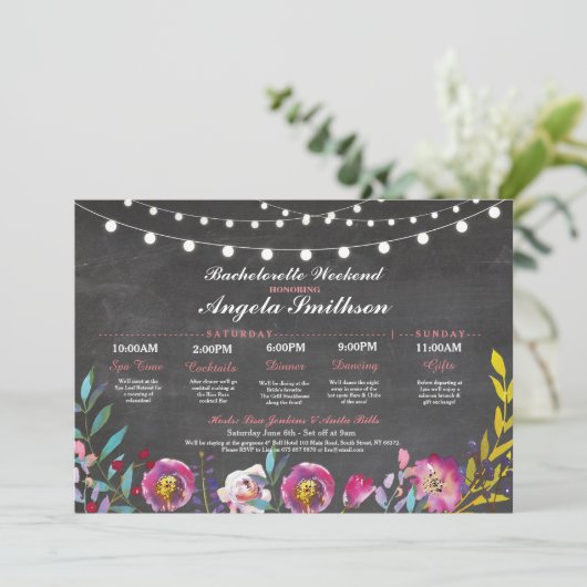 Brautparty Chalk Korallenriff Einladung (Stehend Vorderseite)