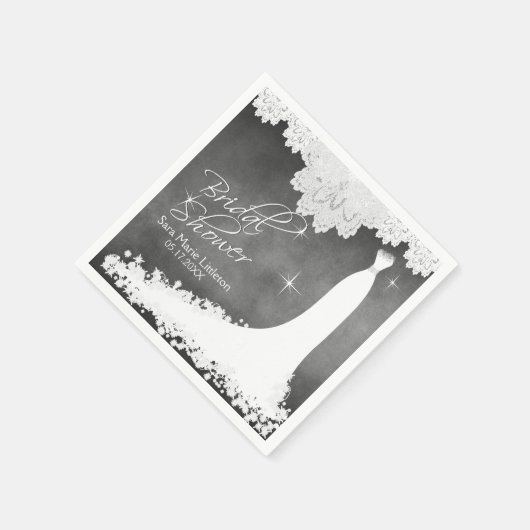 Brautparty Chalkboard mit weißer Spitze & gegossen Serviette (Ecke)
