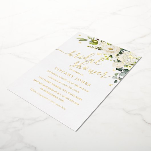 Brautparty Champagne Floral Gold Folieneinladung (Gedreht)