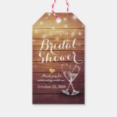 Brautparty Champagne Glasses Wood String Lights Geschenkanhänger (Vorderseite)