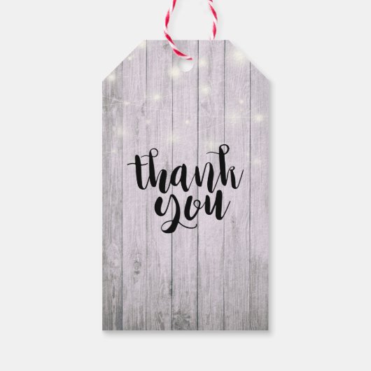 Brautparty Champagne Glasses Wood String Lights Geschenkanhänger (Rückseite)