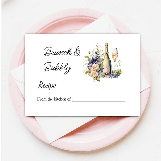 Brautparty Champagner mit Blumenmotiv Begleitkarte