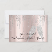 Brautparty Champaigne Glasbläschen Silberne Rose Einladung (Vorderseite)