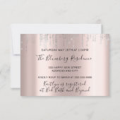 Brautparty Champaigne Glasbläschen Silberne Rose Einladung (Rückseite)