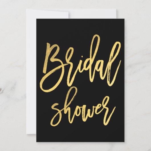 BRAUTPARTY Chic Golden Foil Schwarzes Modernes Skr Einladung (Rückseite)