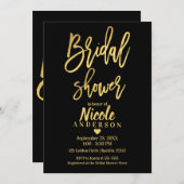 BRAUTPARTY Chic Golden Foil Schwarzes Modernes Skr Einladung (Vorne/Hinten)