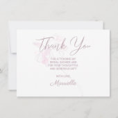 Brautparty Chic Watercolor Rosa Blüten Dankeskarte (Rückseite)