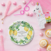 Brautparty Citrus Lemon Floral Leaf Wreath Art Pappteller (Party)