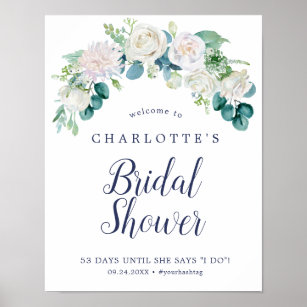 Brautparty Classic White Blume Willkommen Poster