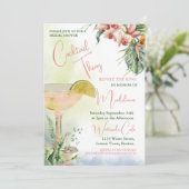 Brautparty Cocktail Tropische Blume Einladung (Stehend Vorderseite)