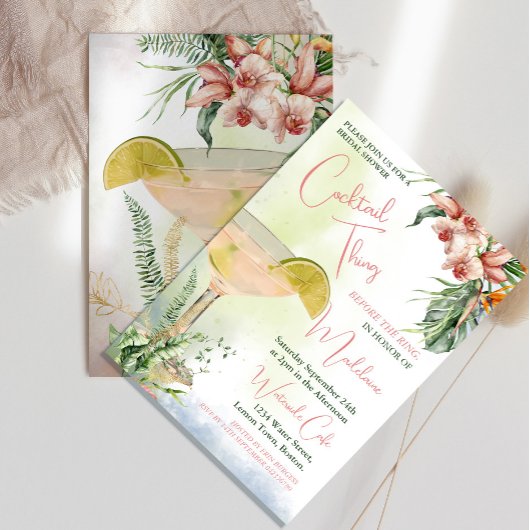 Brautparty Cocktail Tropische Blume Einladung