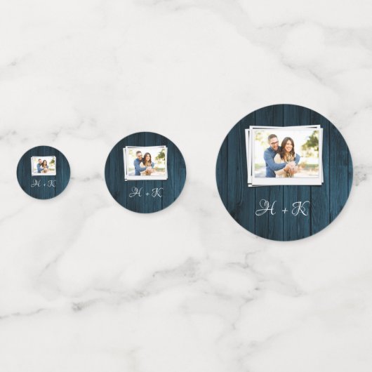 Brautparty Confetti aus blauem Foto Konfetti (Vorderseiten)