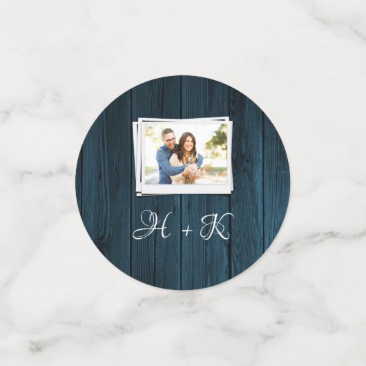 Brautparty Confetti aus blauem Foto Konfetti (Klein Vorderseite)