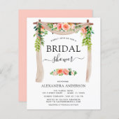 Brautparty Coral Peach Floral Einladung (Vorne/Hinten)