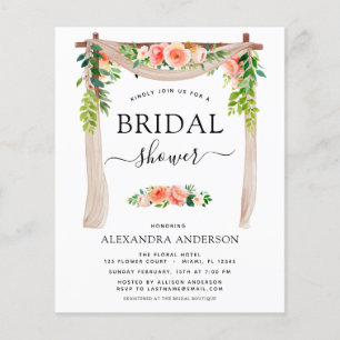 Brautparty Coral Peach Floral Einladung Flyer