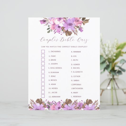 Brautparty Couples Bible Quiz (Stehend Vorderseite)