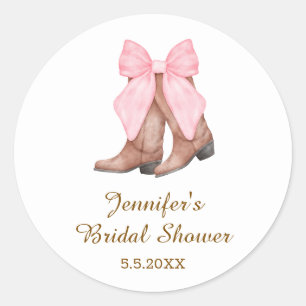 Brautparty-Cowgirl-Stiefel mit Bogen Western  Runder Aufkleber