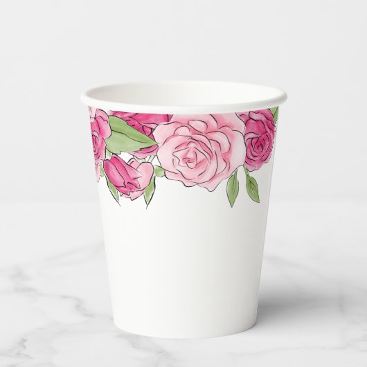 Brautparty-Cup mit rosa Wasserfarbe Pappbecher (Rückseite)