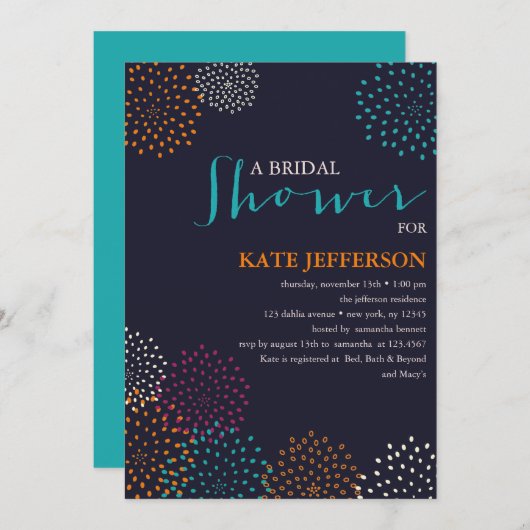 Brautparty Dahlias Einladung (Vorne/Hinten)