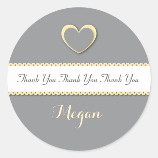 Brautparty Danke, YELLOW und GRAY V014 Runder Aufkleber (Vorderseite)