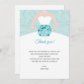Brautparty danken Ihnen, aquamarines Strudelkleid Dankeskarte (Vorne/Hinten)