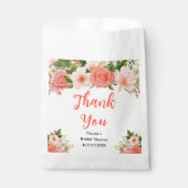 Brautparty Dankeschön in Korallenrot Rosen Geschenktütchen (Vorderseite)