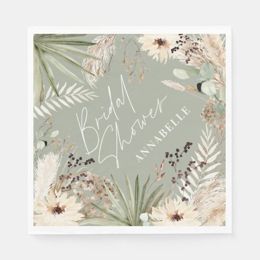 Brautparty dankt Ihnen für das moderne Pampasgras Serviette (Vorderseite)
