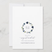 Brautparty Dark Blue Wildblume Grüne Einladung (Rückseite)