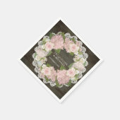 Brautparty Dark Wood Lace Hydrangea Rose Wreath Serviette (Ecke)