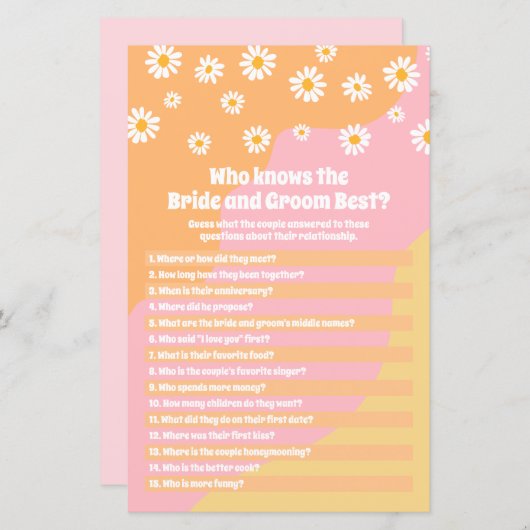 Brautparty, das Braut kennt oder das beste Spiel e (Vorne/Hinten)