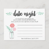 Brautparty Date Night Idecard | Mason Jar Hinweiskarte (Vorderseite)