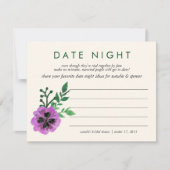 Brautparty Date Night Ideenkarte | Lila Pansy (Vorderseite)