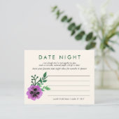 Brautparty Date Night Ideenkarte | Lila Pansy (Stehend Vorderseite)