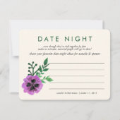 Brautparty Date Night Ideenkarte | Lila Pansy (Vorderseite)