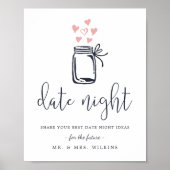 Brautparty Date Night Jar Sign Poster (Vorne)
