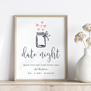 Brautparty Date Night Jar Sign Poster