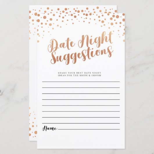 Brautparty Datum nächtliche Vorschläge Rose Gold B (Vorne/Hinten)