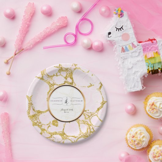 Brautparty Deco Imitats Rose Gold Marmor Marmor Ma Pappteller (Party)