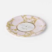 Brautparty Deco Imitats Rose Gold Marmor Marmor Ma Pappteller (Schrägansicht)