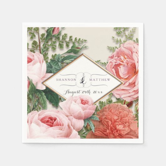 Brautparty Deco Rose Gold Diamant Vintage Kunst Serviette (Vorderseite)